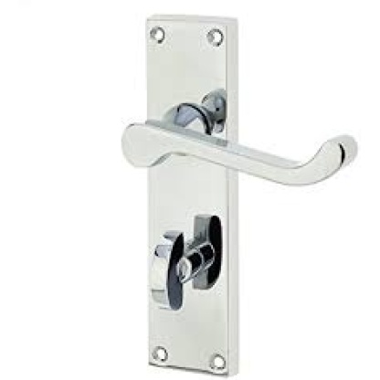 Victorian Scroll Door Handles Bathroom Polished