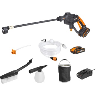 Worx WG620E.2 20V Pressure Washer Kit, 1x 2.0Ah Battery, Charger, 6m Hose & Accessories