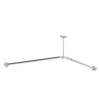 BCZ1441 Dolphin Ease 1000 x 1000 stainless steel  corner shower curtain  rail with concealed  fixings and ceiling  support