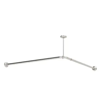 BCZ1441 Dolphin Ease 1000 x 1000 stainless steel  corner shower curtain  rail with concealed  fixings and ceiling  support