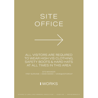 HOP001 Site Office Right sign A3 - 3mm foamex (To include contact details each order)