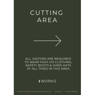 HOP001 Cutting Area Right sign A3 - 3mm foamex