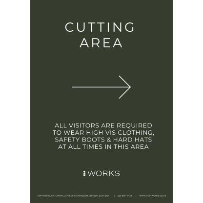 HOP001 Cutting Area Right sign A3 - 3mm foamex