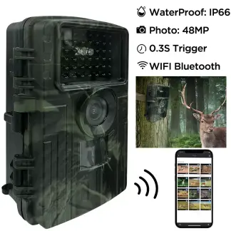 WiFi Bluetooth Trail Camera 48MP Hunting Game Wildlife Cam Outdoor Night Vision