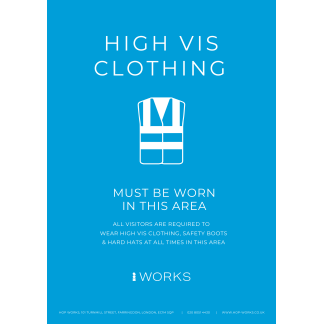 HOP001 Hi-vis Clothing must be worn sign A4 - 3mm Foamex