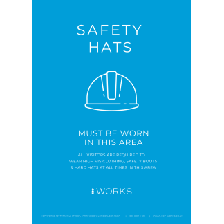 HOP001 Safety Hats must be worn sign A4 - 3mm foamex