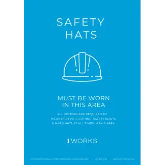 HOP001 Safety Hats must be worn sign A4 - 3mm foamex