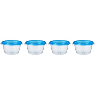 Sistema 54115 Takealongs 760ml Small Bowl 4 Pack Food Storage Containers, Clear with Blue Lid