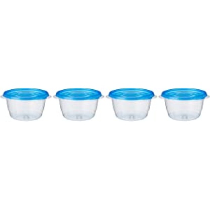 Sistema 54115 Takealongs 760ml Small Bowl 4 Pack Food Storage Containers, Clear with Blue Lid