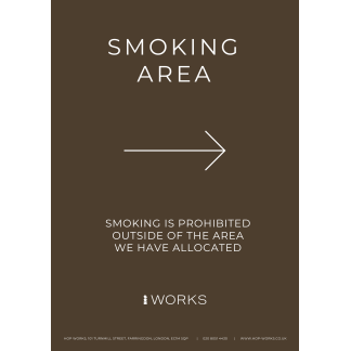 HOP001 Smoking Area Right sign A3 - 3mm foamex