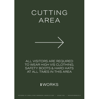 HOP001 Cutting Area Right sign A4 - 3mm foamex