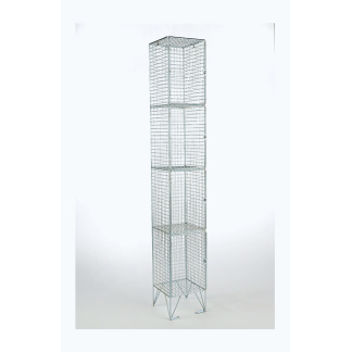4 Compartment Wire Mesh Locker 305 x 305 x 1800 C/w Hasp & Staple