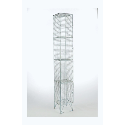 4 Compartment Wire Mesh Locker 305 x 305 x 1800 C/w Hasp & Staple