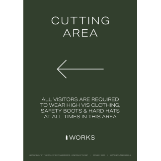 HOP001 Cutting Area Left sign A4 - 3mm foamex