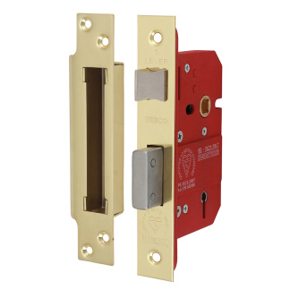 66 case / 45 backset - 5 Lever British Standard CE Sashlock - Electro Brass