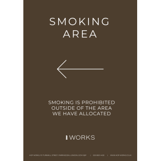 HOP001 Smoking Area Left sign A3 - 3mm foamex