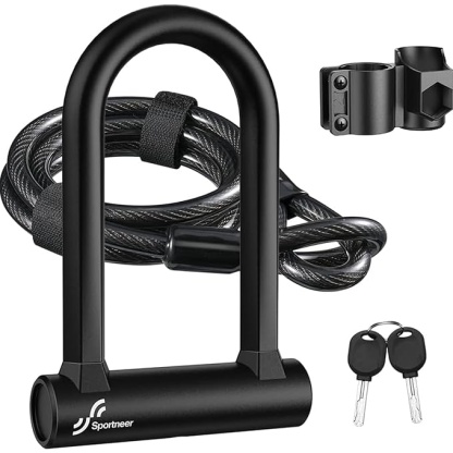 Bike Lock, 16mm Heavy Duty Bike D Lock with 5Ft/1.2M High Security Steel Cable
