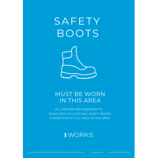 HOP001 Safety Boots must be worn sign A3 - 3mm foamex