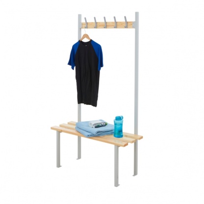 1750h x 1000w x 350d mm Single Sided Changing Room Bench with 5 Hooks