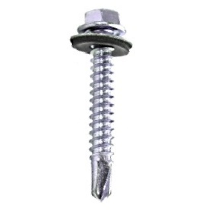 5,5 X 25 Bi-Hex Self Drill Screw C/w 16mm Washer and White Cap 500