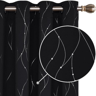 66 x 90 Deconovo Soft Dotted Line Foil Printed Blackout Curtains