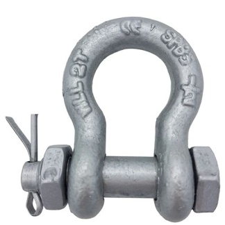 1" 8.50 Tonnes US Fed Bow Shackle - safety nut and bolt