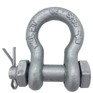 1" 8.50 Tonnes US Fed Bow Shackle - safety nut and bolt