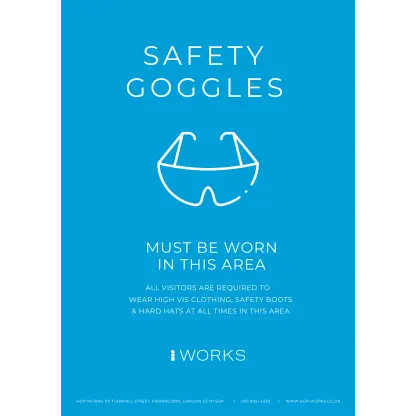HOP001 Safety Goggles must be worn sign A4 - 3mm foamex