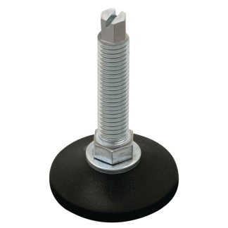 Stud Mount Leveling Feet - Thread Size - M10 ; Base Diameter - 38.0 mm | 1.496 in ; Thread Length - 70.0 mm | 2.756 in
