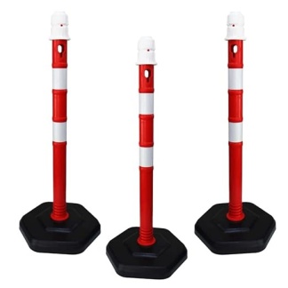 Pk 3 - Portable 63X1000MM Warning Post | Freestanding Reflective Channelizer Post Red
