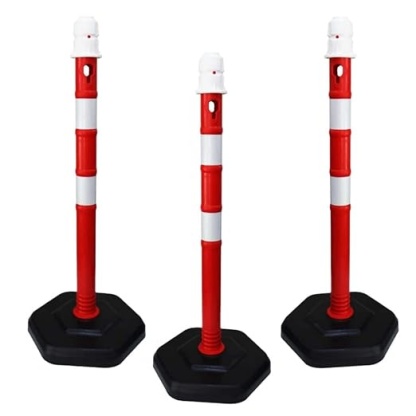 Pk 3 - Portable 63X1000MM Warning Post | Freestanding Reflective Channelizer Post Red