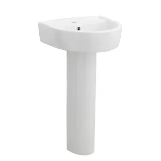 D Shape 1 Tap Hole Basin & Full Pedestal - 420mm - Balterley