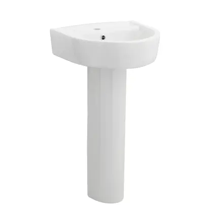 D Shape 1 Tap Hole Basin & Full Pedestal - 420mm - Balterley