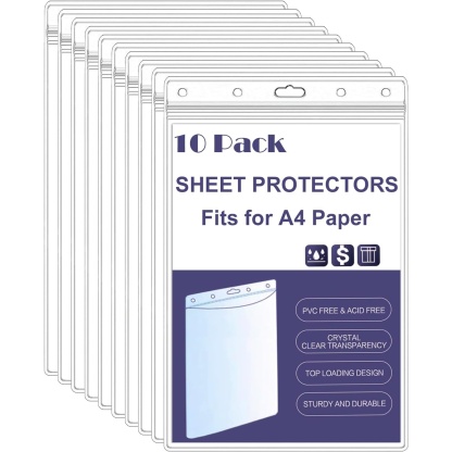 Acidea Sheet Protectors 10 Pack A4 Waterproof Resealable Zip