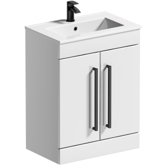 Orchard Derwent white floor standing vanity door unit and ceramic basin 600mm