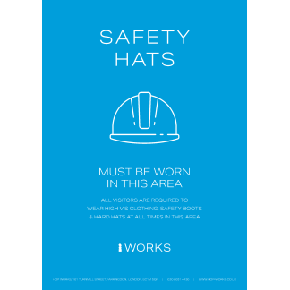 HOP001 Safety Hats must be worn sign A3 - 3mm Foamex