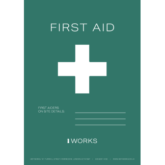 HOP001 First Aid sign A3 - 3mm foamex (To include contact name & mobile Number each order)