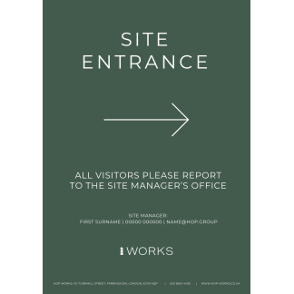 HOP001 Site Entrance Right sign A3 - 3mm foamex (need to be edited for every order to include contact details)