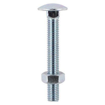 M12 x 75 Cup Square Bolt and Nuts BZP Bx 25
