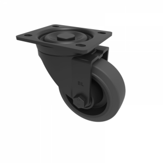 Black Elastic Rubber 65ShoreA Plate Swivel 80mm 150kg Load BLKH80SRNBJ/BLK