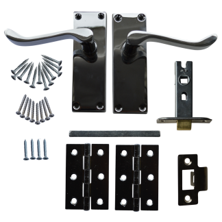 ASEC Chrome Plated Scroll Mortice Latch Door Handle Pack