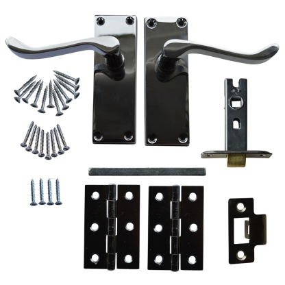 ASEC Chrome Plated Scroll Mortice Latch Door Handle Pack