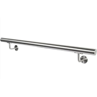 1.5m x 50mm 304 Stainless Handrail C/w Brackets & Welded End Caps PSS Finish
