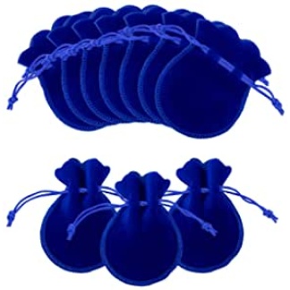 100 Pcs Velvet Bags, 9.5×7.5cm Medium Blue Jewellery Bag