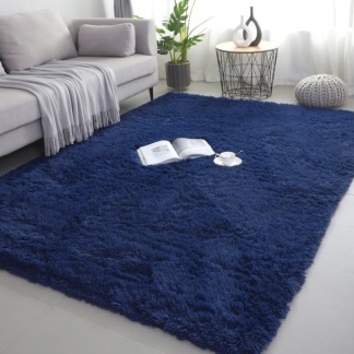 180 x 270cm Large Shaggy Soft Rug (Navy Blue)