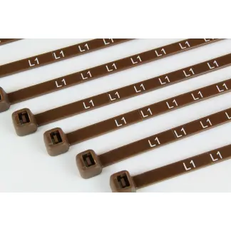 Printed Electrical Metering Cable Ties - Brown L1 Pack 100