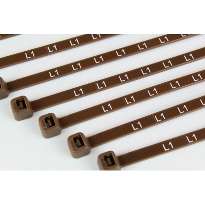 Printed Electrical Metering Cable Ties - Brown L1 Pack 100