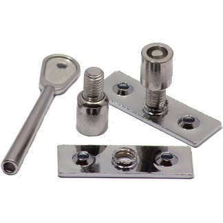 Vertical Sliding Sash Window Stop - 51 x 17mm - Pack of 2 with 1 Key - Zinc Plated