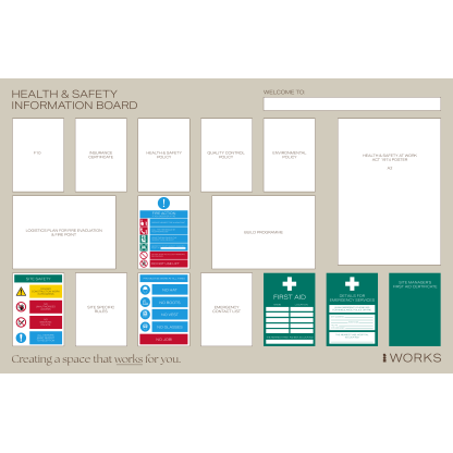 HOP001 1845 x 1200 Health & Safety Info Board & HD Pockets (correct no. for board)
