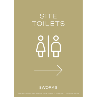 HOP001 Site Toilets right sign A3 - 3mm Foamex